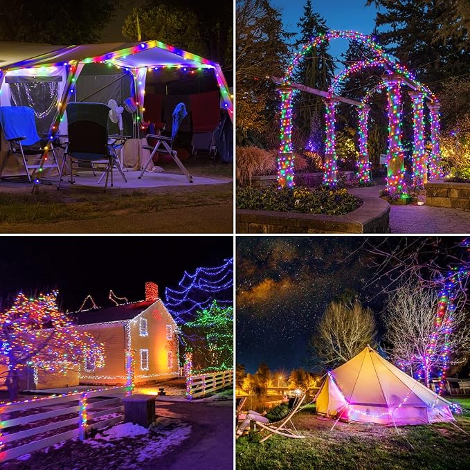 JMEXSUSS 4 Pack Solar Fairy Lights, Each 33ft 100 LED, Multicolored | Outdoor Waterproof, 8 Modes Solar Christmas String Lights for Garden Yard Tree Christmas Decorations