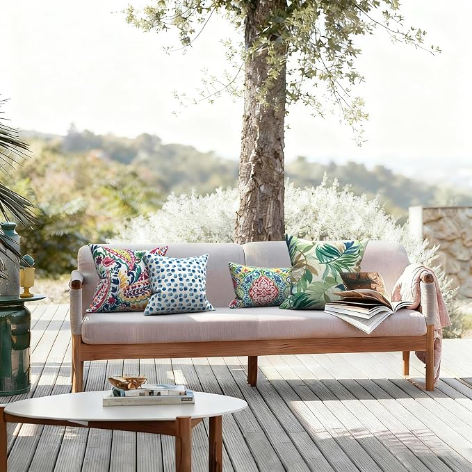 LVTXIII Outdoor Pillows 20x20 Inch, 2 Pack Large Decorative Square Throw Pillows with Inserts for Couch, Bed, Floor Seating, Patio Furniture, Lush Leaf Green