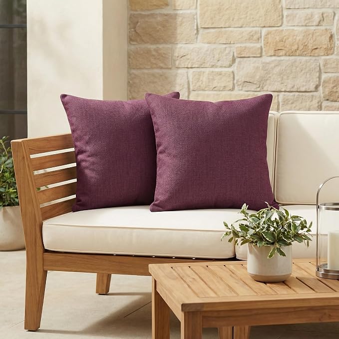 RSH DECOR: Sunbrella Square Throw Pillows Set of 2 | 20" x 20" | Water and Fade-Resistant Performance Fabric | Outdoor Pillow Covers with Down-Alternative Inserts | Made in USA (Canvas Iris)