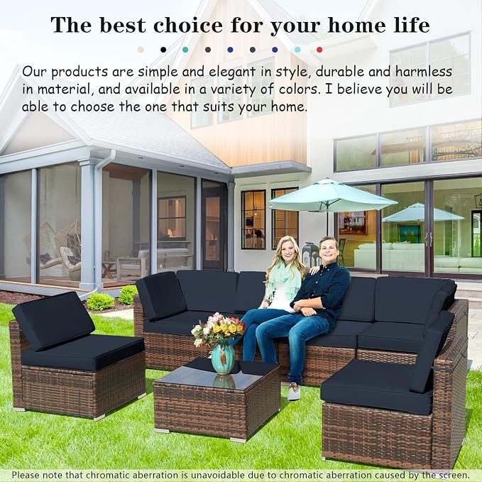 14 Piece Outdoor Patio Cushion Covers, Dark Blue | Replacement, Cushion Slipcovers, Water-Resistant, With Zipper