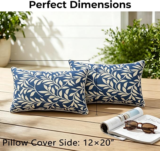 JMGBird Waterproof Outdoor Pillow Covers with Inserts Included | 12×20 Outdoor Patio Pillows Outdoor Throw Pillow for Furniture, Patio, Couch
