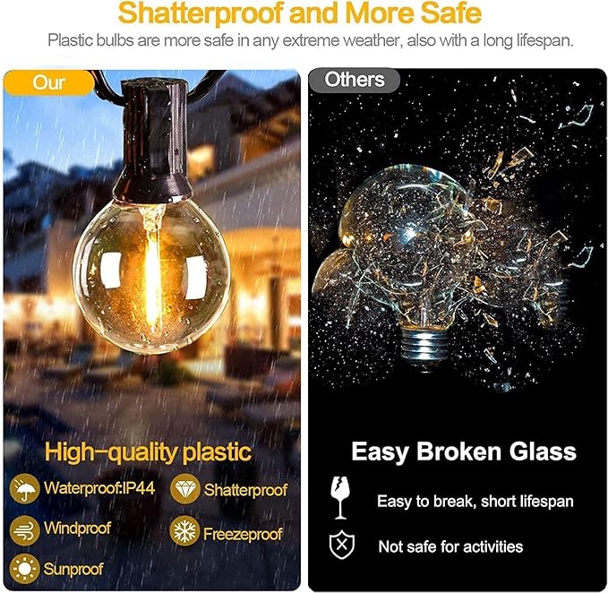 Svater 300 FT Outdoor String Lights for Outside Patio 156 Bulbs Waterproof | Commercial Grade Hanging Globe Lighting, Shatterproof G40 LED Bulbs, For Bistro Cafe Market Backyard Warm White (3*100)