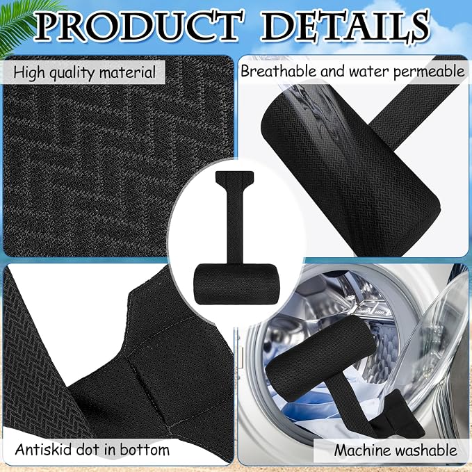Kigley 2 Pcs Chaise Lounge Headrest Pillow for Patio Outdoor Pool Headrest Pillow Quick Drying Lounger Supplies for Adult with Non Slip Weighted Tail(Black)