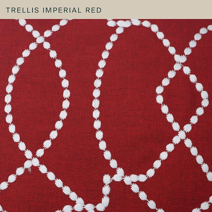 Honeycomb Outdoor Square Toss Pillow Covers, 18 x 18, 2-Pack | Imperial Red Embroidered Slipcovers, Water & Fade Resistant for Patio Furniture Set, Cover Only, No Insert