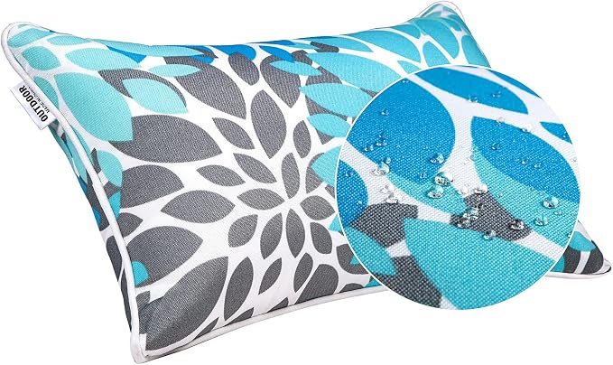 JMGBird Teal Outdoor Pillows Waterproof Blue Throw Pillows with Inserts | 12x20 Outdoor Pillow Water-Resistant Outdoor Accent Pillows Mandala Pattern Outdoor Patio Pillows for Patio Furniture