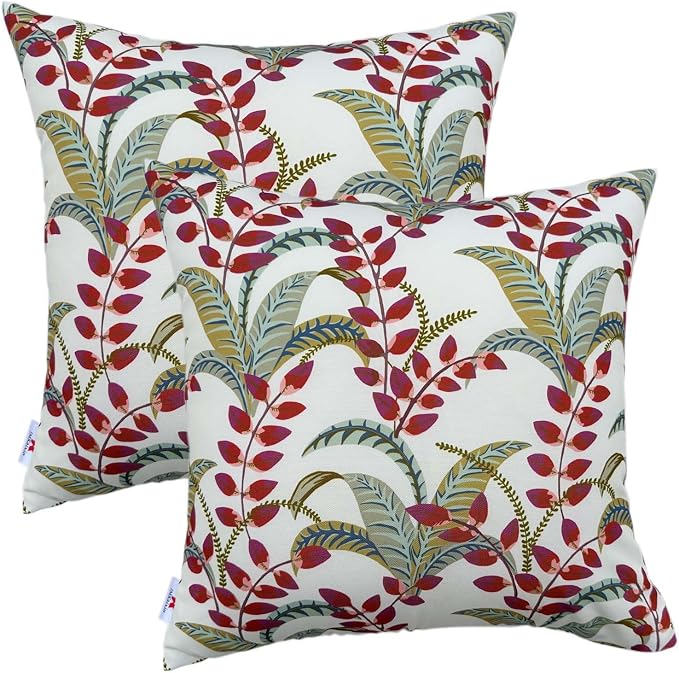 Outdoor Throw Pillows 18×18 Inch Waterproof Pillows with Inserts | Pack of 2 Fade Resistant Decorative Throw Pillows Outdoor Square Pillows for Garden Couch Sofa Patio Furniture