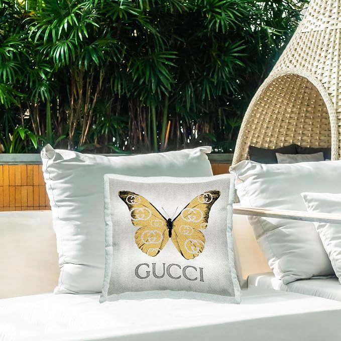 Stupell Industries | Glam Fashion Butterfly, 18 x 18 | Outdoor Pillow, Made in USA - By Madeline Blake