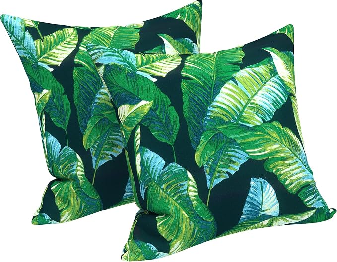 LVTXIII Outdoor Throw Pillows, Decorative Throw Pillows with Inserts, 16"x16" Square Pillows for Bed, Couch, Sofa and Patio Furniture, Set of 2, Hanalei Lagoon