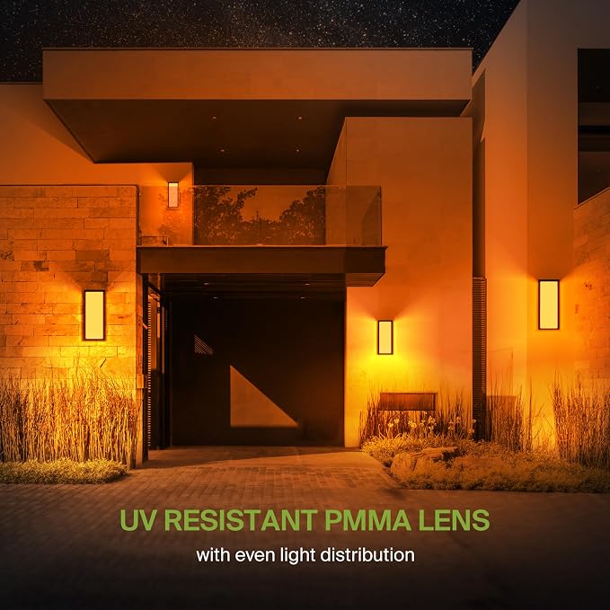 ASD LED 14" Outdoor Wall Light, Smart Front Door House Sconce | RGBW, Work with Alexa, Waterproof, ETL Listed | 20W 1800LM 2700-6500K 100-277V | Exterior Patio Lighting Fixture, Porch Lamp | Black