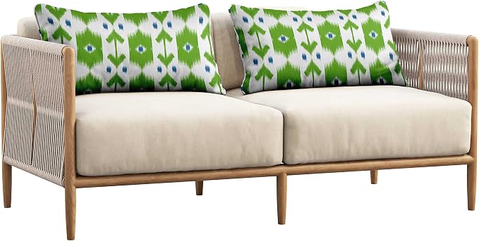 Indoor/Outdoor Polyester Fabric Lumbar Pillow Cover, All-Weather Waterproof Rectangular Cushion Case for Patio Furniture, 16 x 24 Set of 2 - Ikat-60