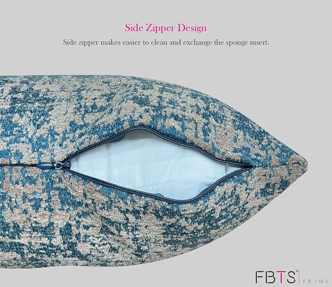 Pack of 2 Outdoor Waterproof Decorative Lumbar Pillows Covers for Patio Furniture, 24x12 Inch Fade Resistant Patio Garden Lumbar Cushion Covers for Couch Bed Sofa, Blue