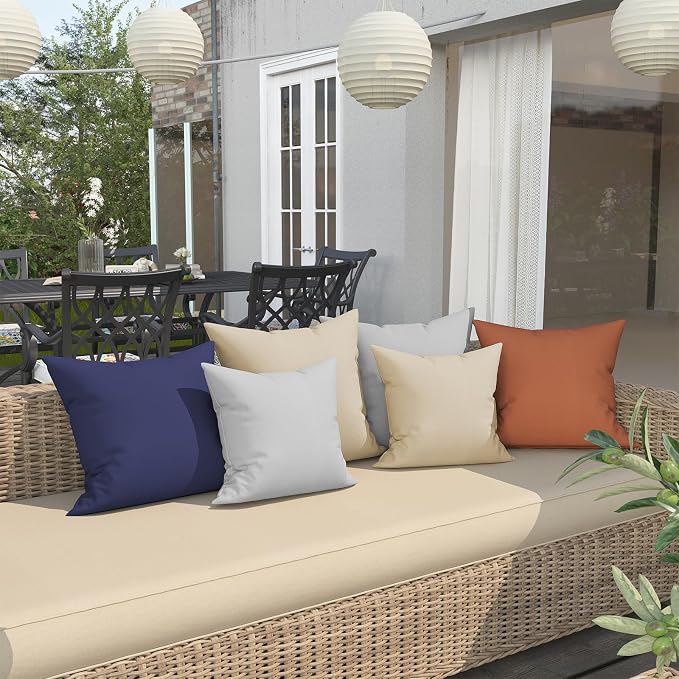 Premium 16x16 Inch Outdoor Throw Pillows Set of 2–Fabric with 1500-Hour Color Fastness Waterproof TPU Inner Lining Decorative and Durable for Patio Garden and Indoor Use, Red