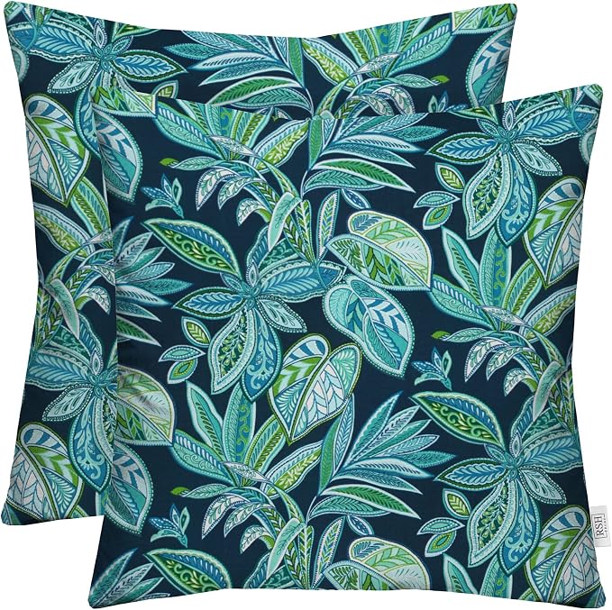 RSH DECOR Square Throw Pillows Set of 2, 17" x 17", Outdoor Pillows Waterproof, Crestwood Marine, Made in USA
