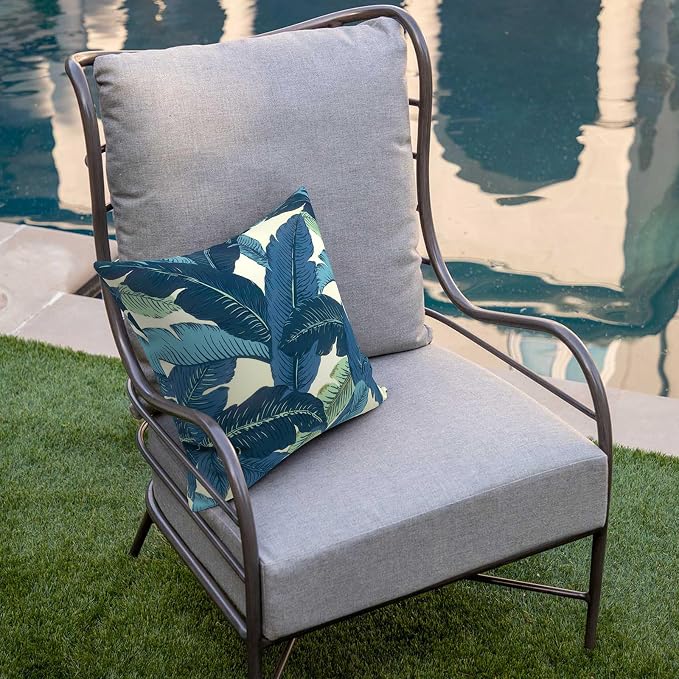 DYTXIII Pack of 2 Outdoor Waterproof Pillow Covers ONLY, 18"x18" Square Decorative Double Printed Throw Pillow Cases for Patio Couch Porch Furniture, Swaying Palms Blue