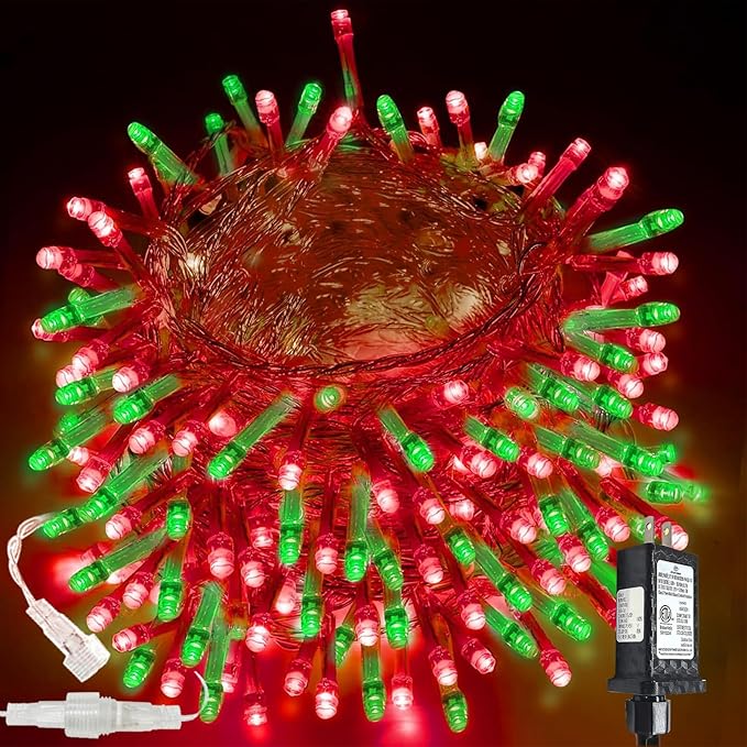 200 LED Connectable String Lights, 66FT Christmas Lights Outdoor Indoor | Red & Green, 13 Modes, Timer, Clear Wire Waterproof Twinkle Fairy Lights Plug in for Bedroom Classroom Patio Xmas Tree Decor