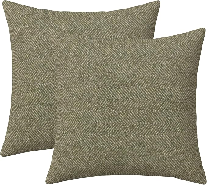 RSH DECOR: Sunbrella Square Throw Pillows Set of 2 | 20" x 20" | Water and Fade-Resistant Performance Fabric | Outdoor Pillow Covers with Down-Alternative Inserts | Made in USA (Spirit Fern)