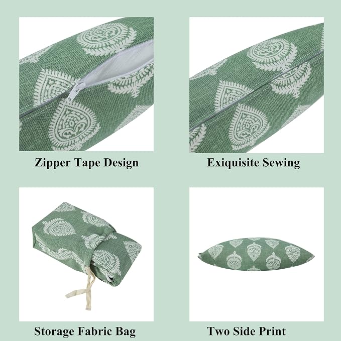 FUNHOME Outdoor Pillow Covers 18x18 Inch Pack of 2, No Insert-Fair Green | Square Throw Pillow Covers, Water-Repellent, Modern Pillow Cases for Sofa Patio Couch Decoration