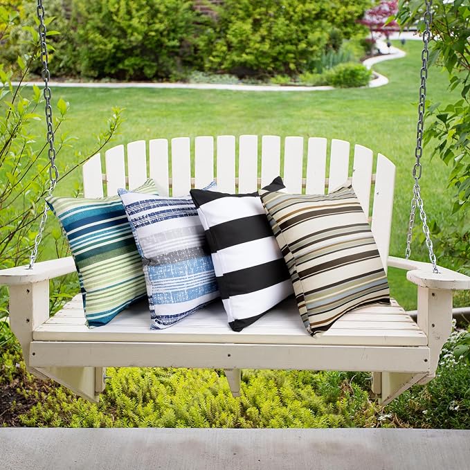 18x18 Waterproof Outdoor Pillows, Set of 2 Outdoor Throw Pillows | Patio Furniture Pillows, Fluffy Decorative Pillows, Waterproof &Fade Resistant, Removable & Washable, Black and White