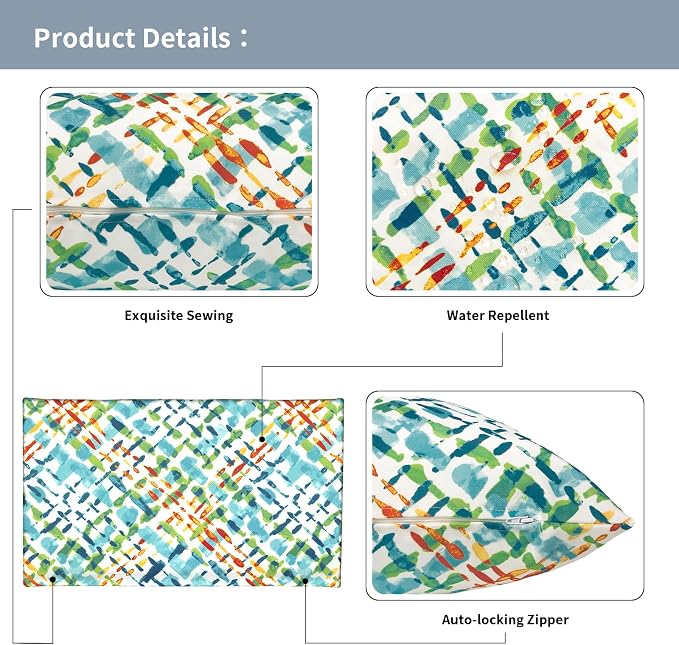 Outdoor Lumbar Pillow Covers 12”x20”, Rectangle Throw Pillow Covers for Patio Furniture, Decorative Lumbar Cushion Case for Garden Balcony Couch Office Chair, Pack of 2,Acapa Opal Geometric