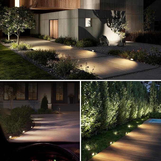 SUNVIE 5W 3000K Low Voltage Well Lights Landscape LED in Ground, 6 Pack | 12-24V AC/DC, Anti-Glare, Die-cast Aluminum, Waterproof, Fastlock2 Wire Connectors, Landscape Lighting for Walkway, Pathway