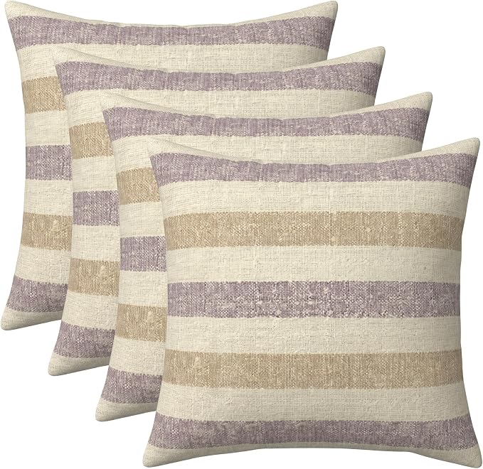 RSH DECOR Square Throw Pillows Set of 4, 20" x 20", Outdoor Pillows Waterproof, Outdoor Pillow Covers, Pillow Covers for Couch, Paris Lavendar, Made in USA