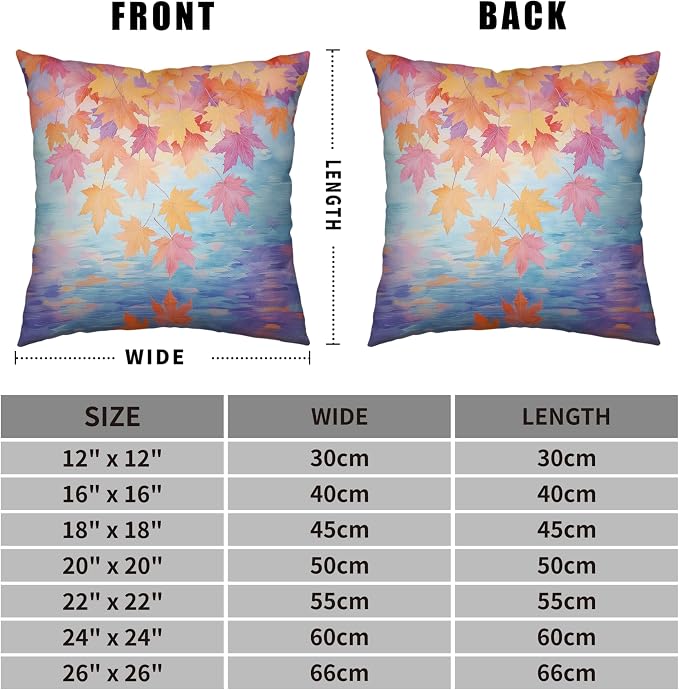 Fall Pillow Covers Maple Leaves Thorw Pillow Covers 24x24 Set of 2 Autumn Maple Leaf Teal Pillowcase Double Sided Printing Cushion Case for Home Decor Couch Sofa