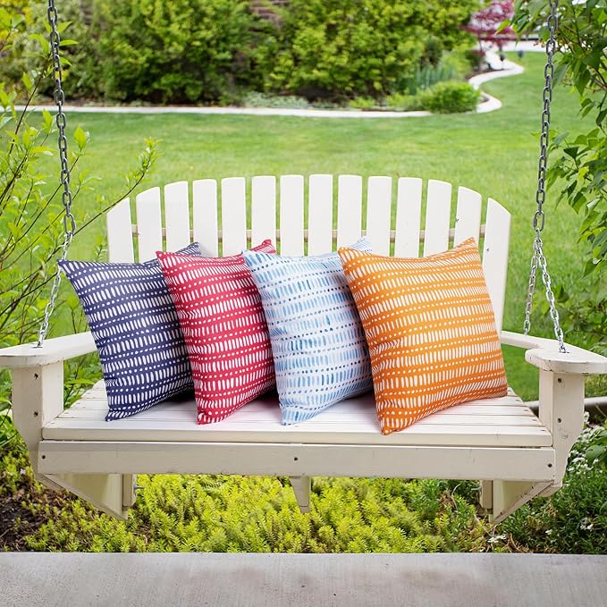 Pack of 2 Outdoor Pillows, 18x18 Outdoor Throw Pillows Waterproof | Decorative Patio Pillows, Outdoor Square Pillows, Fluffy and Supportive, Couch and Garden Use, Pebble Orange