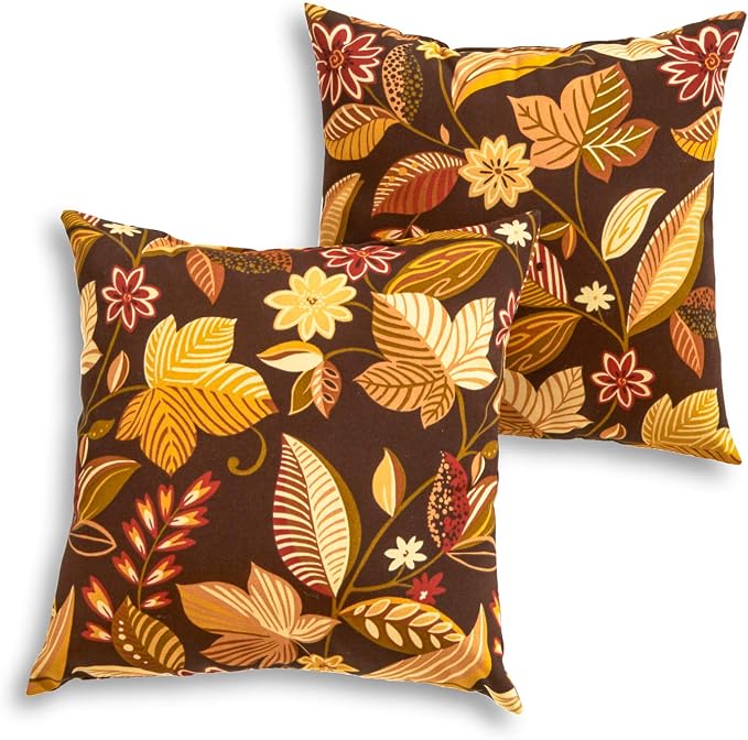South Pine Porch Outdoor 17-inch Square Accent Pillow (Set of 2), Timberland Floral