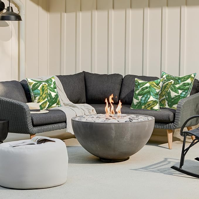 LVTXIII Outdoor Throw Pillows Set of 2, Patio Waterproof Pillows Fade Resistant Accent Pillows for Home and Garden Furniture Decoration, 16x16 Inch, Lush Leaf Jungle