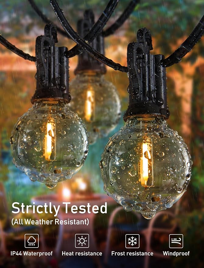 Brightown (2 Pack Outdoor String Lights - Globe Patio Lights 35 Ft with 30 G40 Shatterproof Bulbs, Waterproof Connectable Commercial Hanging Light for Backyard Bistro Porch Cafe Deck