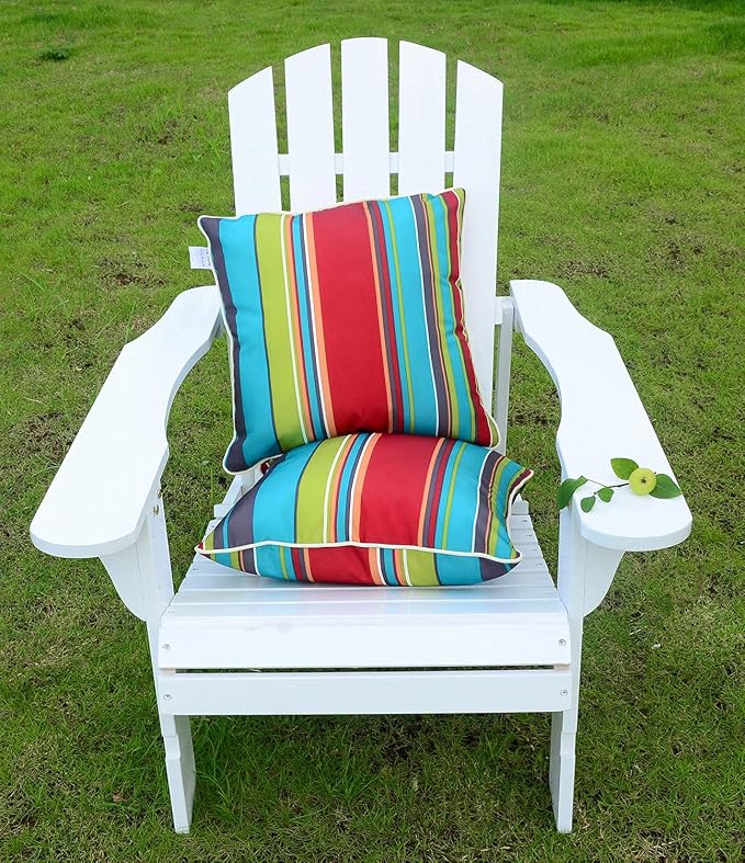 Enipate Inserts Included Outdoor Throw Pillows, Pack of 2 Striped Water Resistance Stuffed Pillows for Patio Furniture Decor 18x18 in