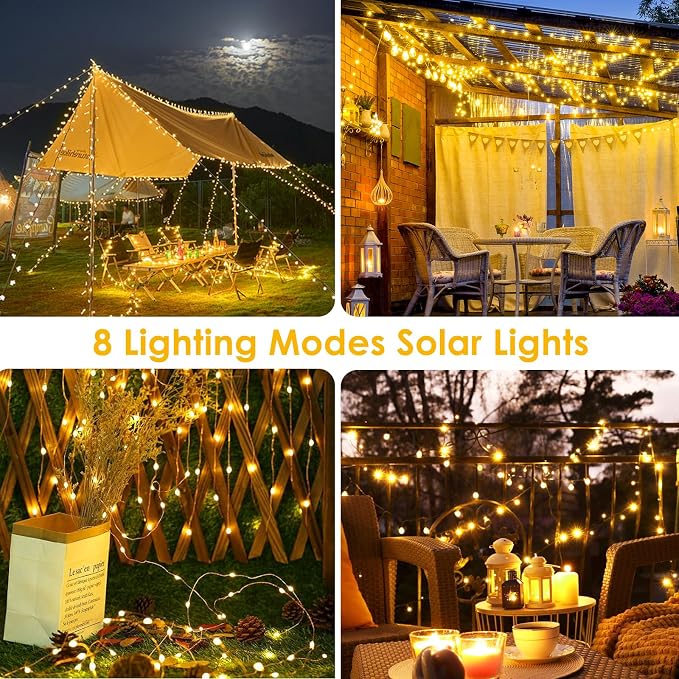 Solar String Lights Outdoor, 2 Pack 400LED 144FT Extra-Long Fairy Lights | 8 Lighting Modes, Copper Wire, Memory Function, Auto On/Off, Waterproof Twinkle Lights for Tree Garden Patio Party Xmas Decor