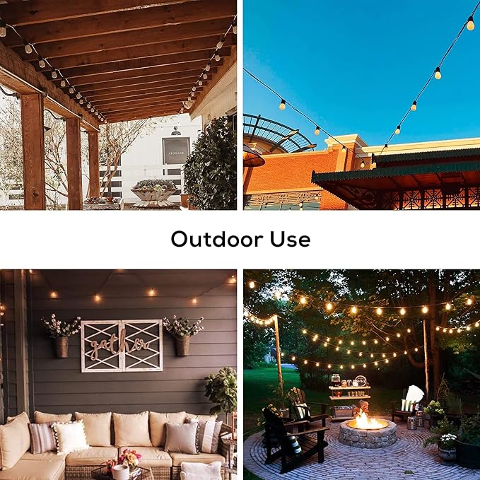51FT Outdoor Shatterproof LED String Lights, Waterproof 17 Hanging Sockets with 18 x Dimmable LED Bulb Garden Light String, Waterproof Vintage Patio Lights for Wedding Party