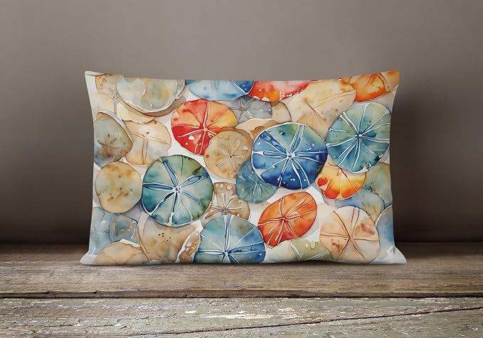 Caroline's Treasures DAC2820PW1216 Sand Dollars Throw Pillow Machine Washable, Indoor Outdoor Decorative Pillow for Couch, Bed or Patio, 12HX16W