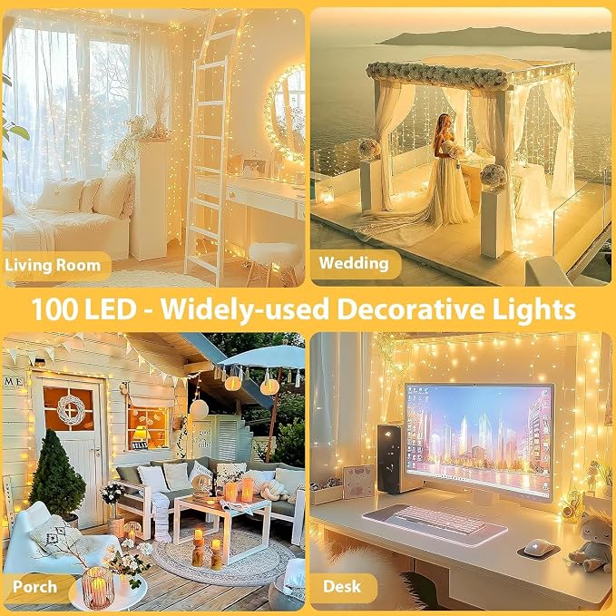2 Pack 100 LED Connectable String Lights, Christmas Lights Outdoor Indoor | Warm White, 13 Modes, Timer, 33FT Clear Wire Waterproof Twinkle Fairy Lights Plug in for Bedroom Classroom Xmas Tree Decor