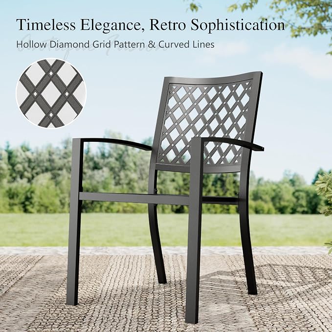 Sophia & William Patio Table and Chairs Set, Outdoor Dining Set for 8, 9 Piece Metal Patio Furniture, 60" Black Square Table(Diamond)