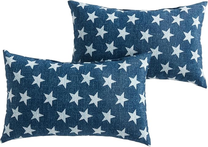 Greendale Home Fashions 2-Pack Outdoor 19x12 inch Rectangle Decorative Throw Pillow, Stars