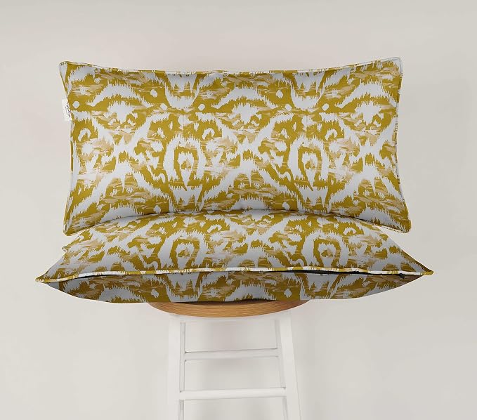 Indoor/Outdoor Polyester Fabric Lumbar Pillow Cover, All-Weather Waterproof Rectangular Cushion Case for Patio Furniture, 16 x 24 Set of 2 - Ikat-29