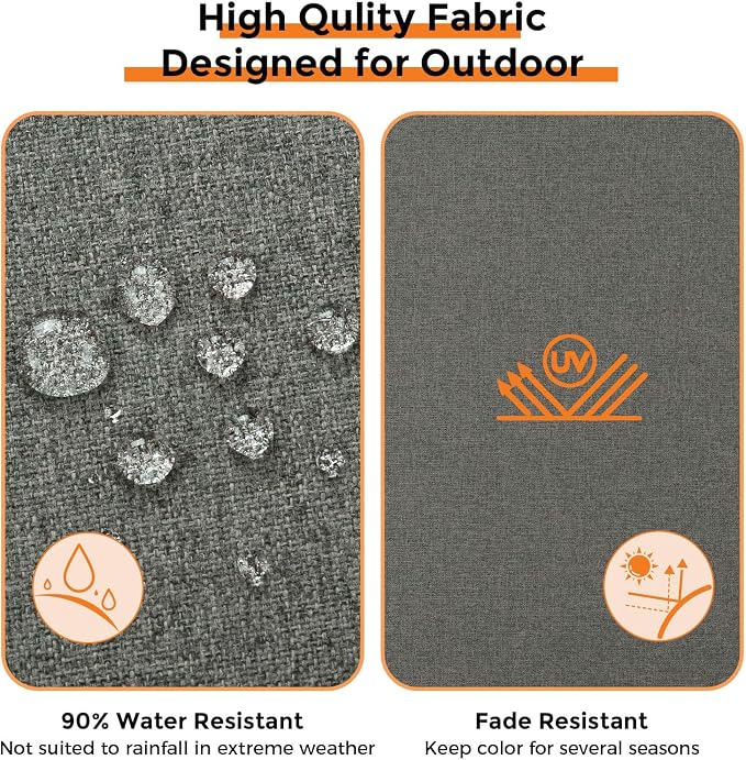 Magpie Fabrics Indoor Outdoor Cushion Cover Replacement 2 Pack, NO Insert! Water Repellent Slipcover with Ties Decor for Patio Garden Chair Sofa Bench Wicker(Dark Grey, 20x18x4 Inch)