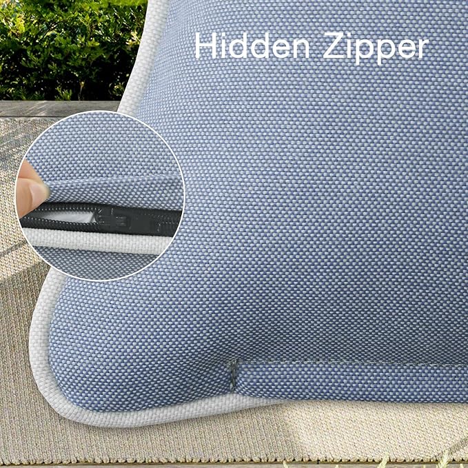 Unimatta Decorative Outdoor Water Repellent Throw Pillows with Inserts, Set of 4, 20" x12" Pillows for Patio, Backyard, Bed, Couch, and Patio Furniture, Powder Blue