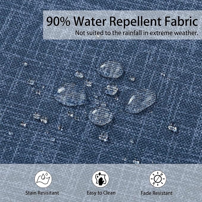 Magpie Fabrics Indoor Outdoor Cushion Cover Replacement 2 Pack, NO Insert! Water Repellent Slipcover with Ties Decor for Patio Garden Chair Sofa Bench Wicker(Blue Navy Textured, 24x22x4 Inch)