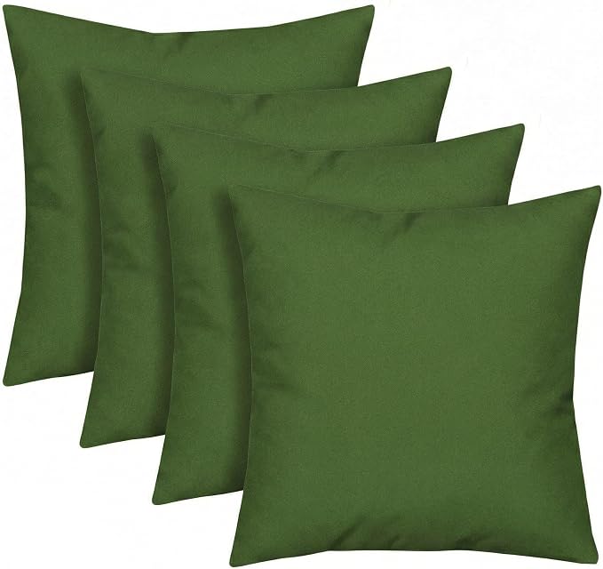 RSH DECOR: Outdura Square Throw Pillows Set of 4 | 17" x 17" | Water and Fade-Resistant Performance Fabric | Outdoor Pillow Covers with Down-Alternative Inserts | Made in USA (Clover Green)