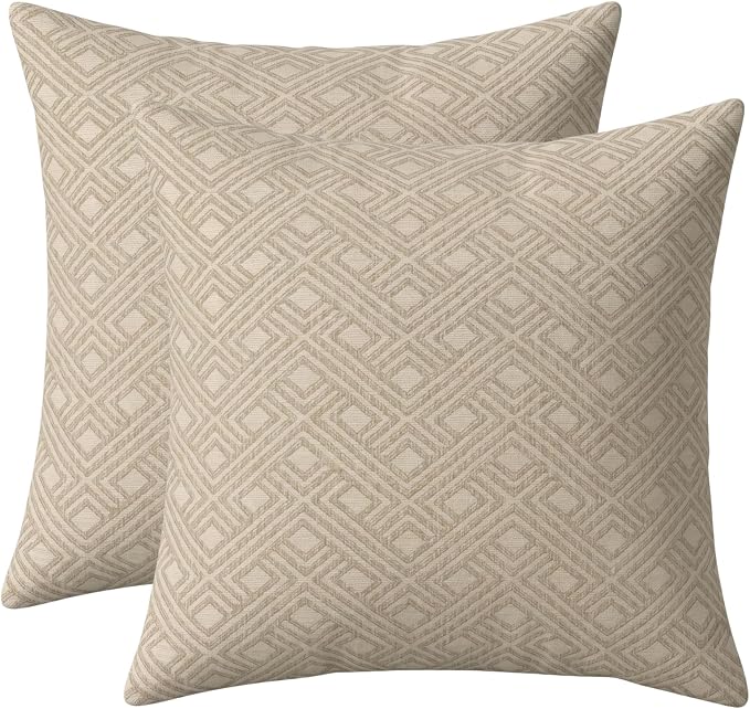 RSH DECOR: Sunbrella Square Throw Pillows Set of 2 | 24" x 24" | Water and Fade-Resistant Performance Fabric | Outdoor Pillow Covers with Down-Alternative Inserts | Made in USA (Integrated Pewter)