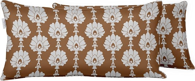Indoor/Outdoor Polyester Fabric Lumbar Pillow Cover, All-Weather Waterproof Rectangular Cushion Case for Patio Furniture, 12 x 20 Set of 2 - Block-14