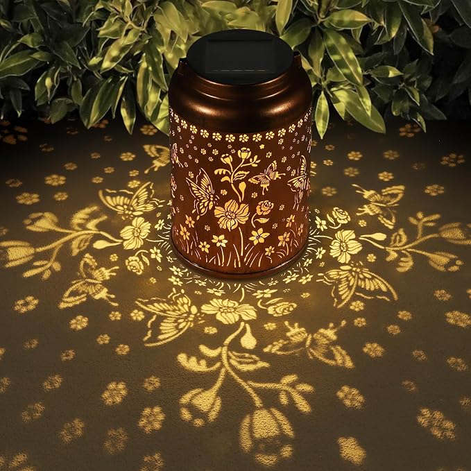 Butterfly Solar Lanterns Outdoor Waterproof Garden Decor Gifts for Women | Metal Hanging Solar Lights Birthday Gifts for Grandma Mom Solar Decoration Outside for Yard, Patio, Backyard, Porch