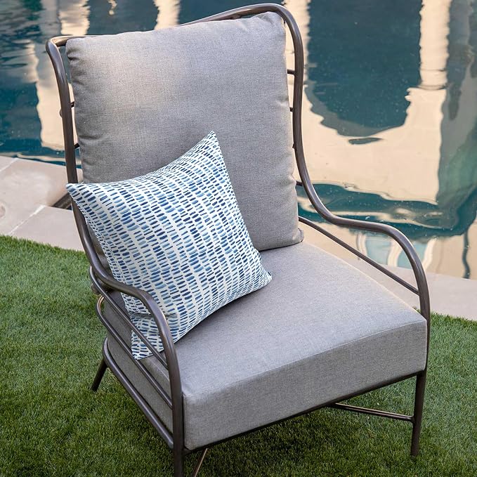 DYTXIII Pack of 2 Outdoor Waterproof Pillow Covers ONLY, 18"x18" Square Decorative Double Printed Throw Pillow Cases for Patio Couch Porch Furniture, Pebble Blue