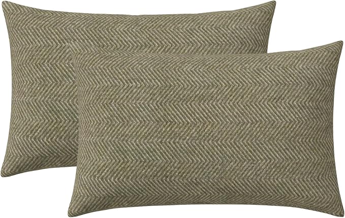 RSH DECOR: Sunbrella Lumbar Throw Pillows Set of 2 | 20" x 12" | Water and Fade-Resistant Performance Fabric | Outdoor Pillow Covers with Down-Alternative Inserts | Made in USA (Spirit Fern)