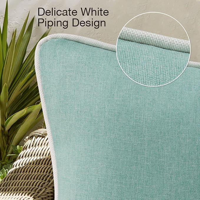 Unimatta Decorative Outdoor Water Repellent Throw Pillows with Inserts, Set of 4, 16" x16" Pillows for Patio, Backyard, Bed, Couch, and Patio Furniture, Aqua Green