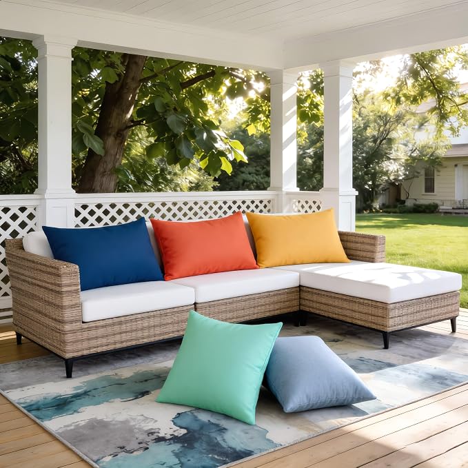 Outdoor Pillow Covers Waterproof Cushion Covers Patio Pillows Case 2 Pack | 20x12inch, Solid, Seamless, Hidden Zipper,Pecet for Porch Decoration,Patio Furniture,Outdoor Couch, Balcony,Garden Bench