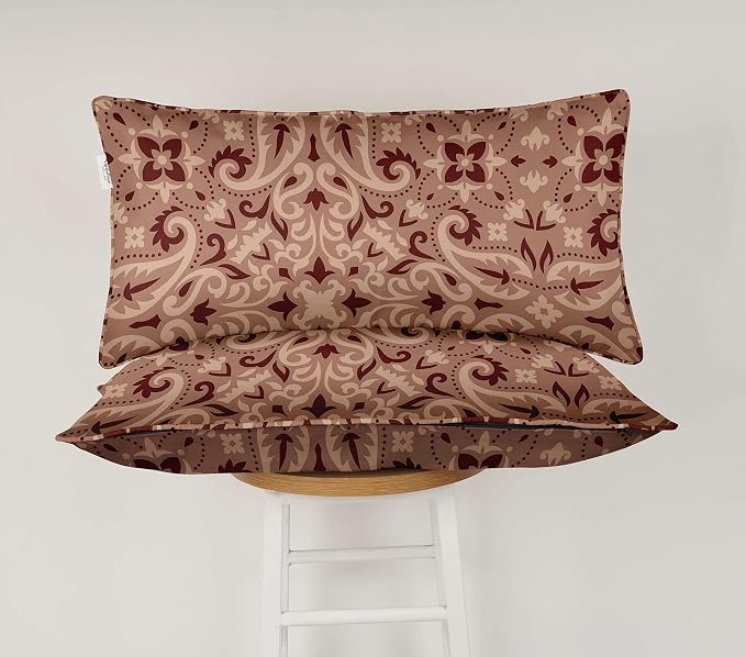 Indoor/Outdoor Polyester Fabric Lumbar Pillow Cover, All-Weather Waterproof Rectangular Cushion Case for Patio Furniture, 12 x 18 Set of 2 - Asian Ornamental-64